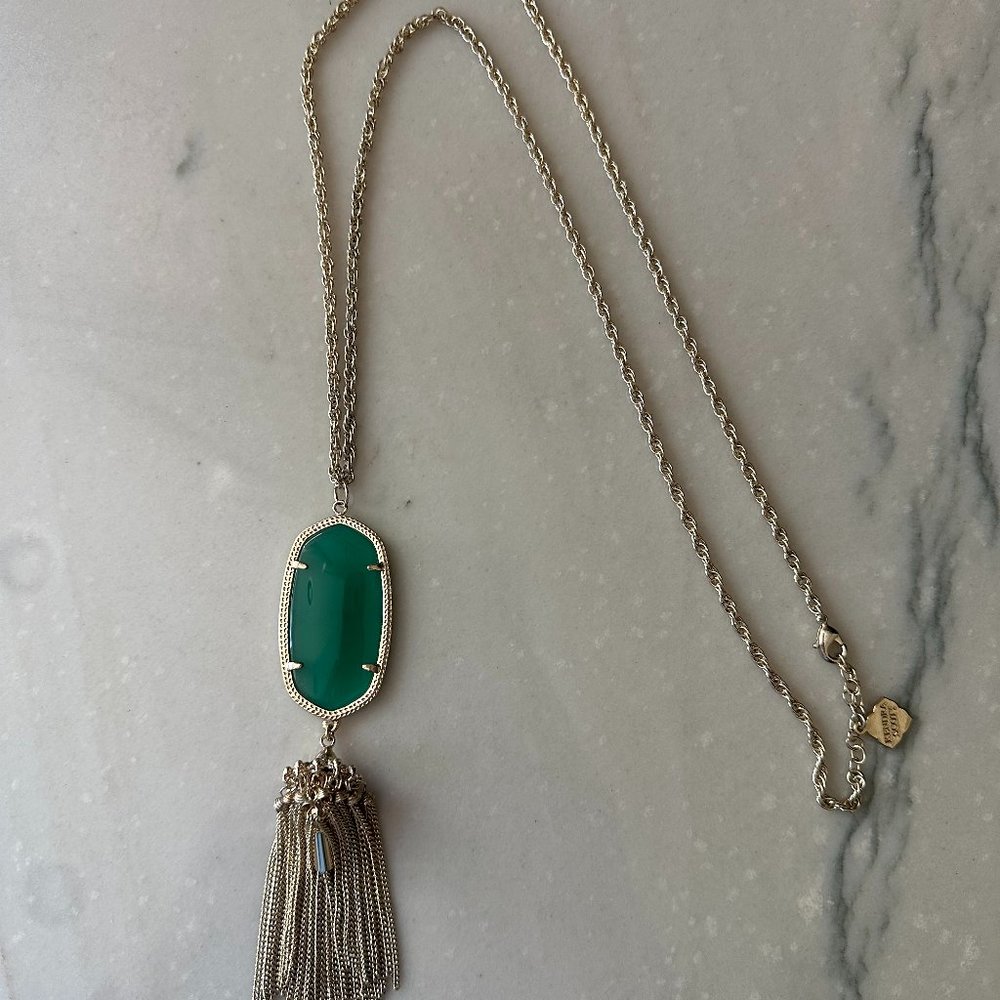 Kendra Scott gold and green Rayne necklace